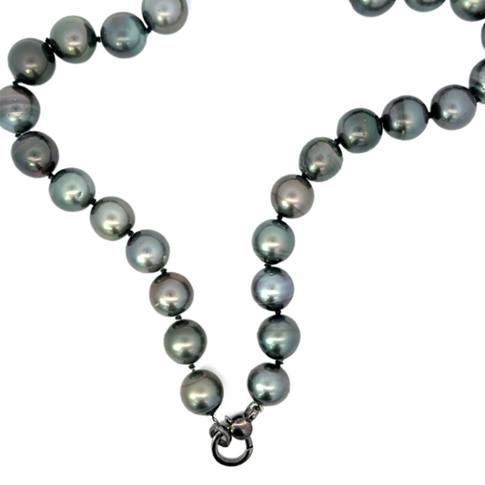 Sterling Hand Knotted Tahitian Pearl Necklace