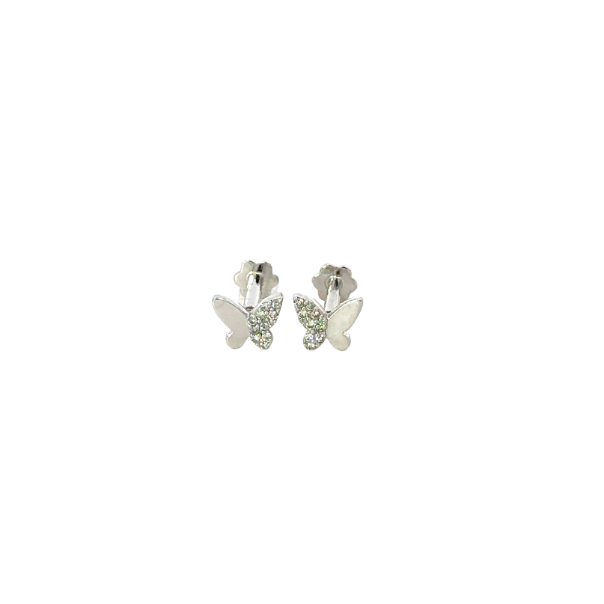 Half Pave Diamond Butterfly Flatback Earring