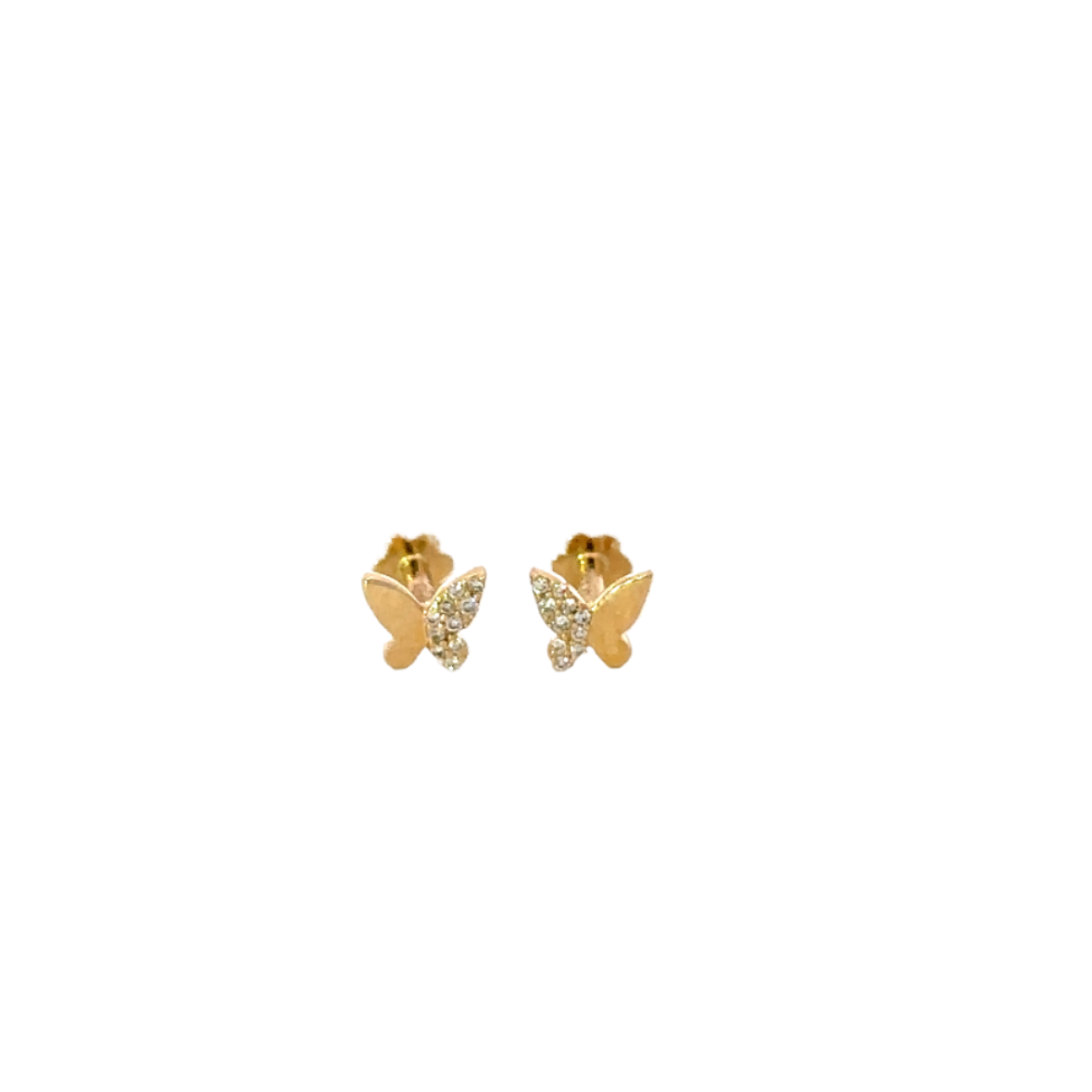 Half Pave Diamond Butterfly Flatback Earring