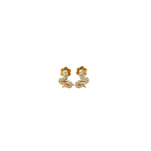 Tiny Pave Diamond Snake Flatback Earring