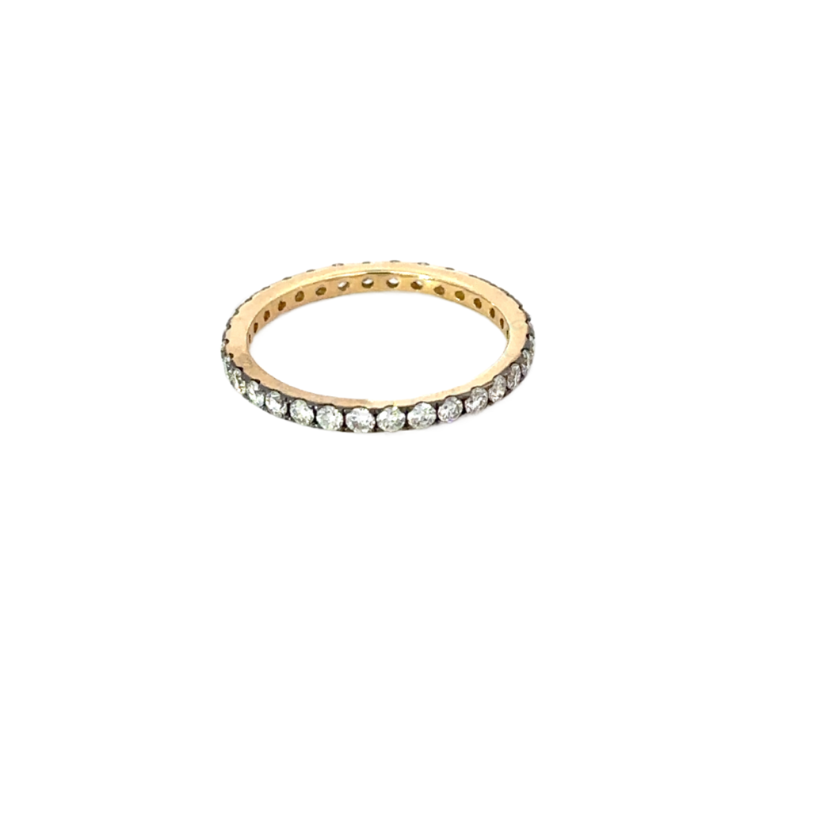 Yellow Gold Small Diamond and Black Rhodium Band