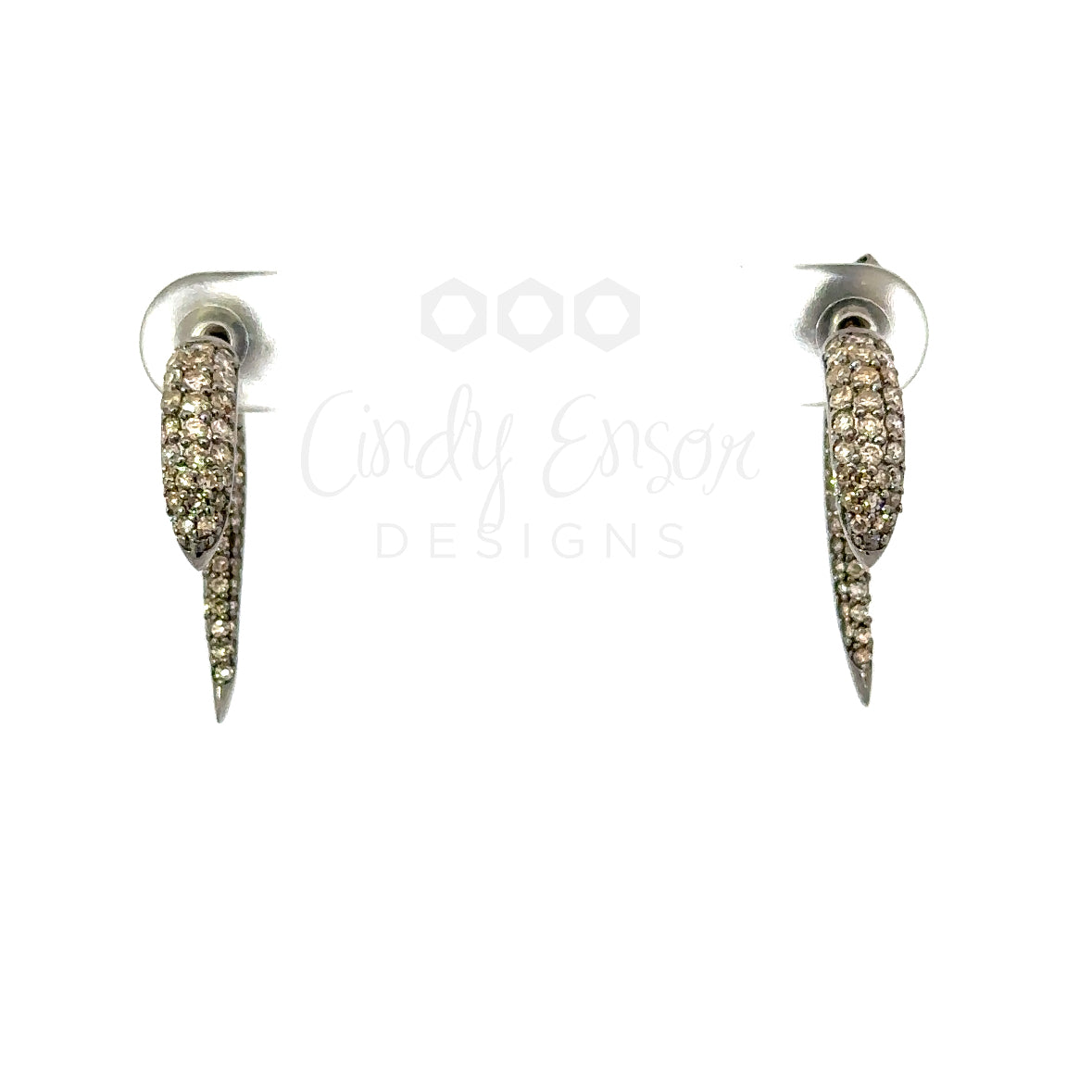 Pave Diamond Front Back Tusk Earring
