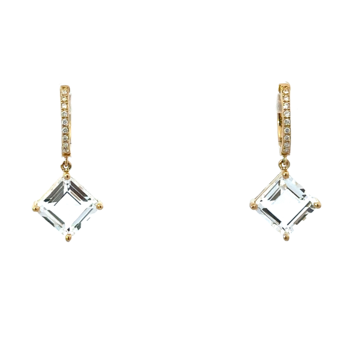 White Topaz Square Drop Earrings