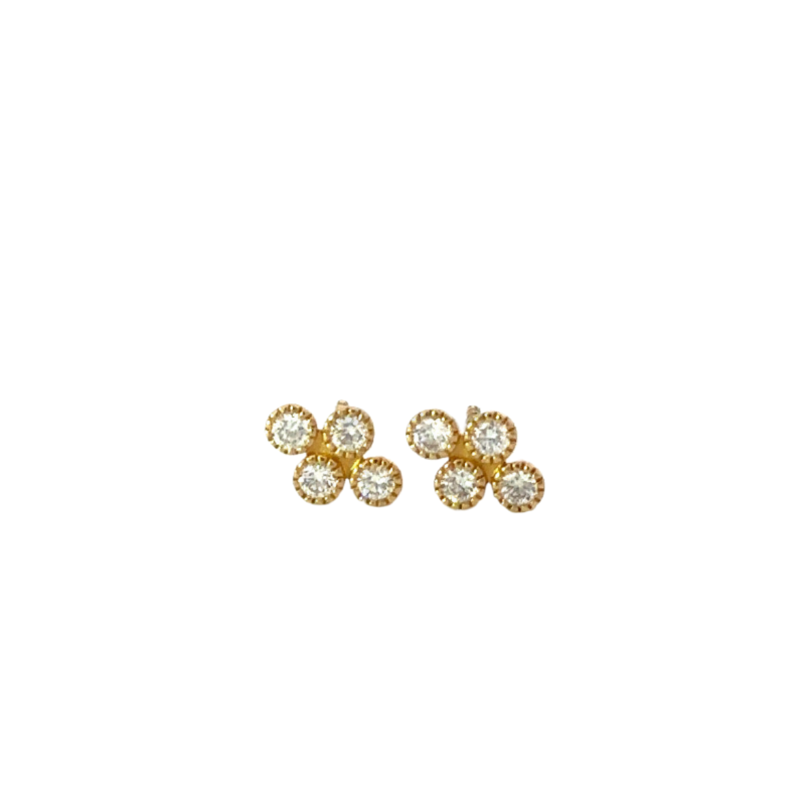 Four Diamond Dot Milgrain Cross Shaped Earring