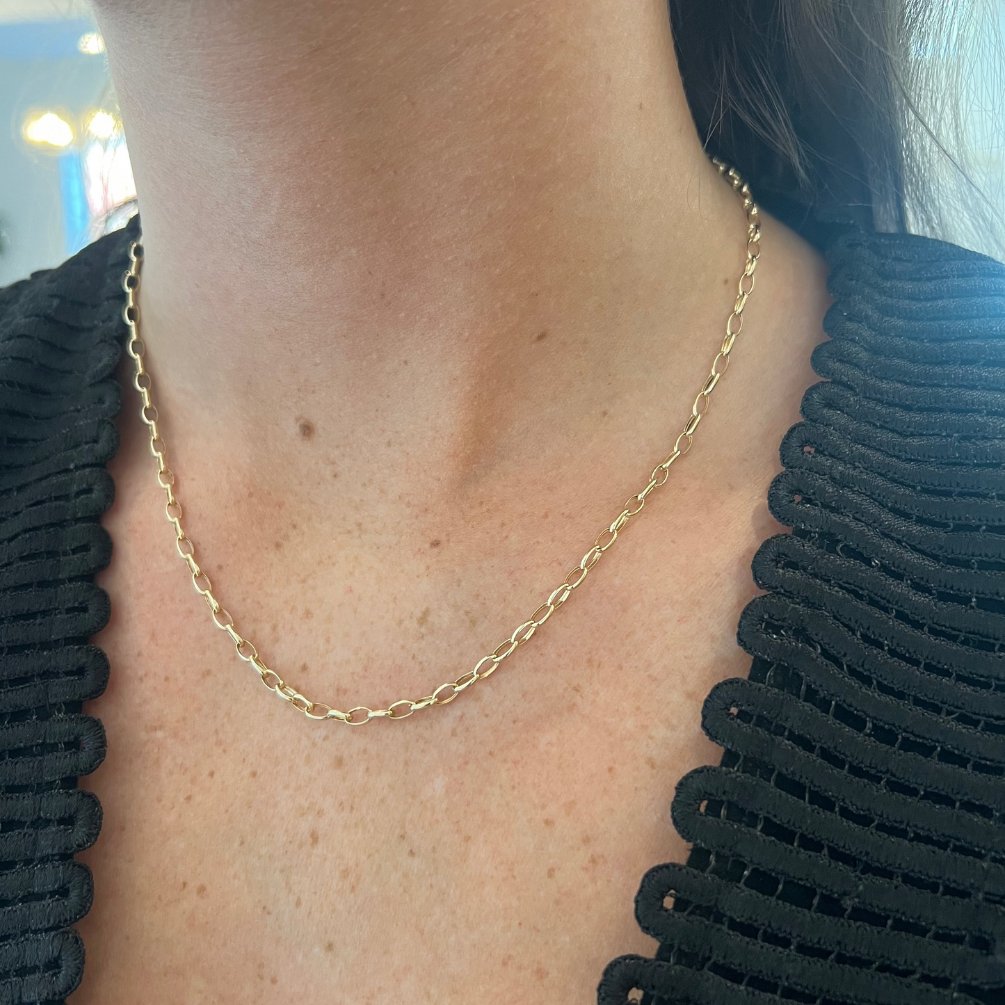 Small Oval Cable Link Chain Necklace