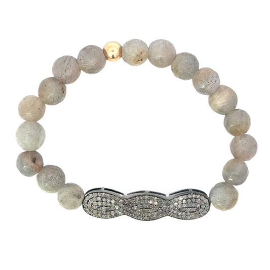 Labradorite Beaded Bracelet with Sterling Pave Infinity Shaped Bar