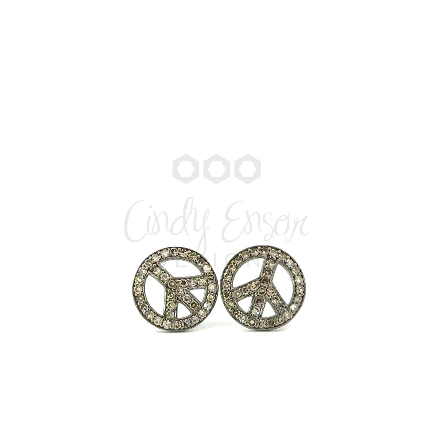 Pave Diamond Peace Sign Stud