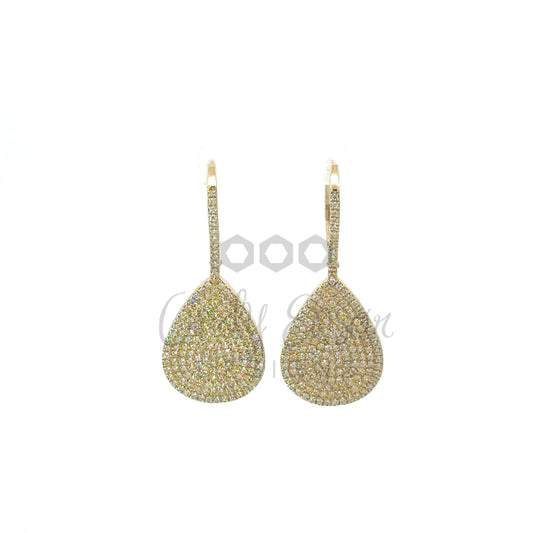 Pave Diamond Tear Drop Earring