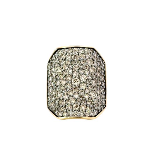 Medium Mixed Metal Pave Diamond Geometric Ring