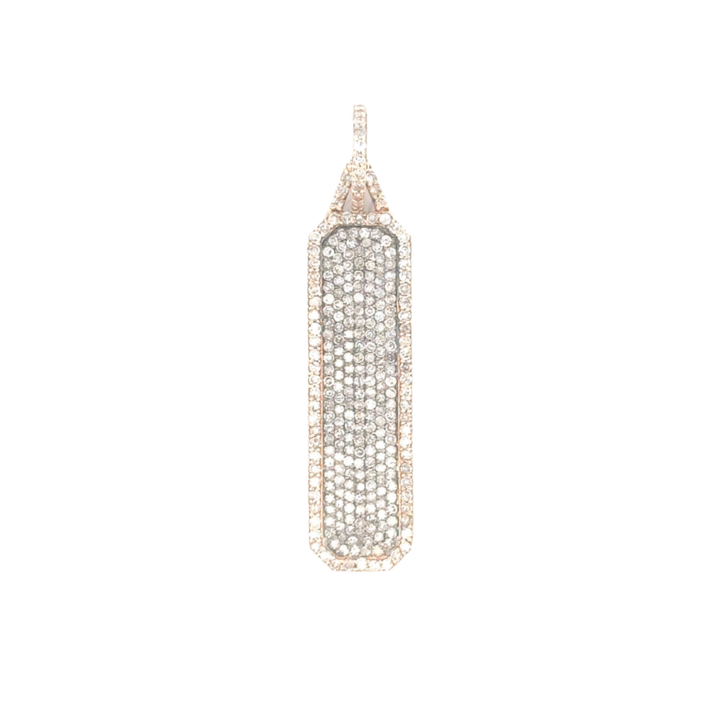 Mixed Metal Pave Diamond Rectangle Pendant