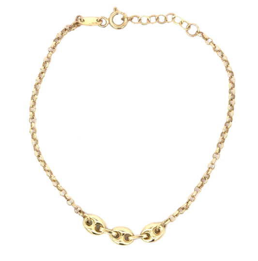 Rolo Chain Bracelet with 3 Gold Accents