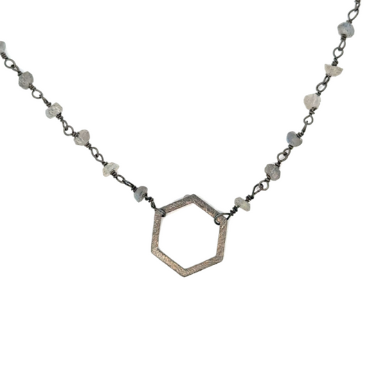 Labradorite Chain Necklace with Sterling Geometric Accent