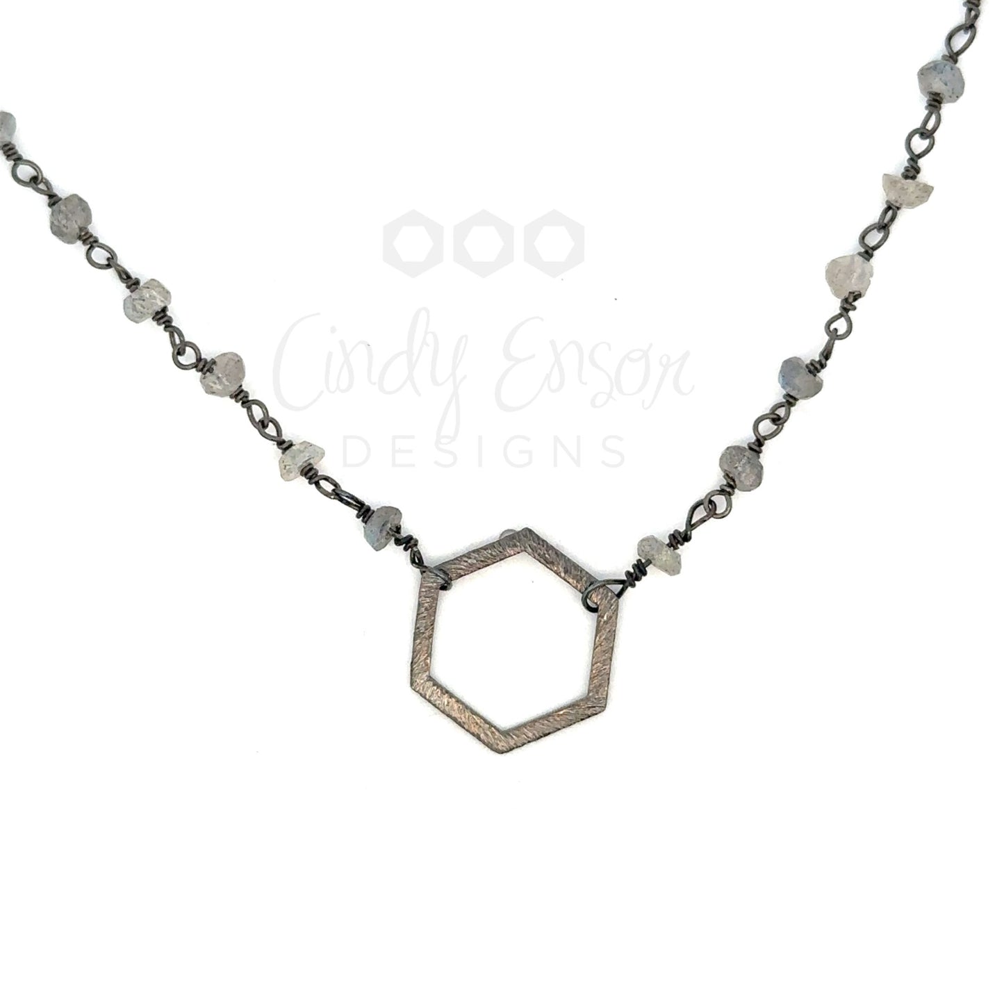 Labradorite Chain Necklace with Sterling Geometric Accent