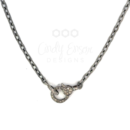 Short Sterling Chain with One Sided Pave Circle Lobster