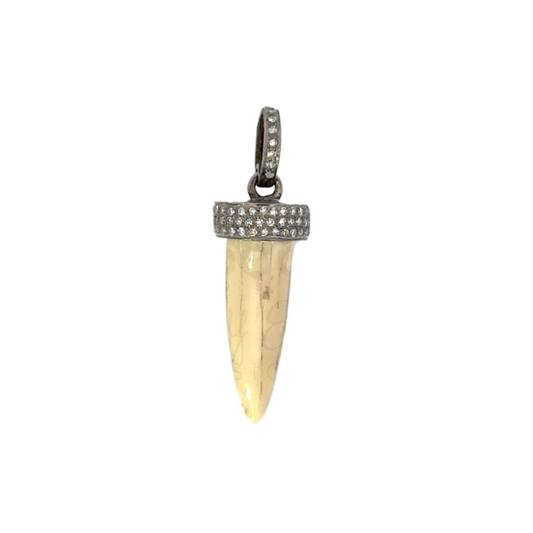 Tiny Tooth Pendant with Pave Diamond Accents