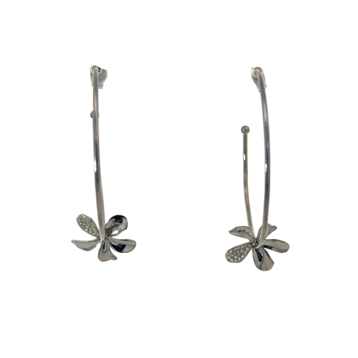 Hoop Earring with Pave Flower