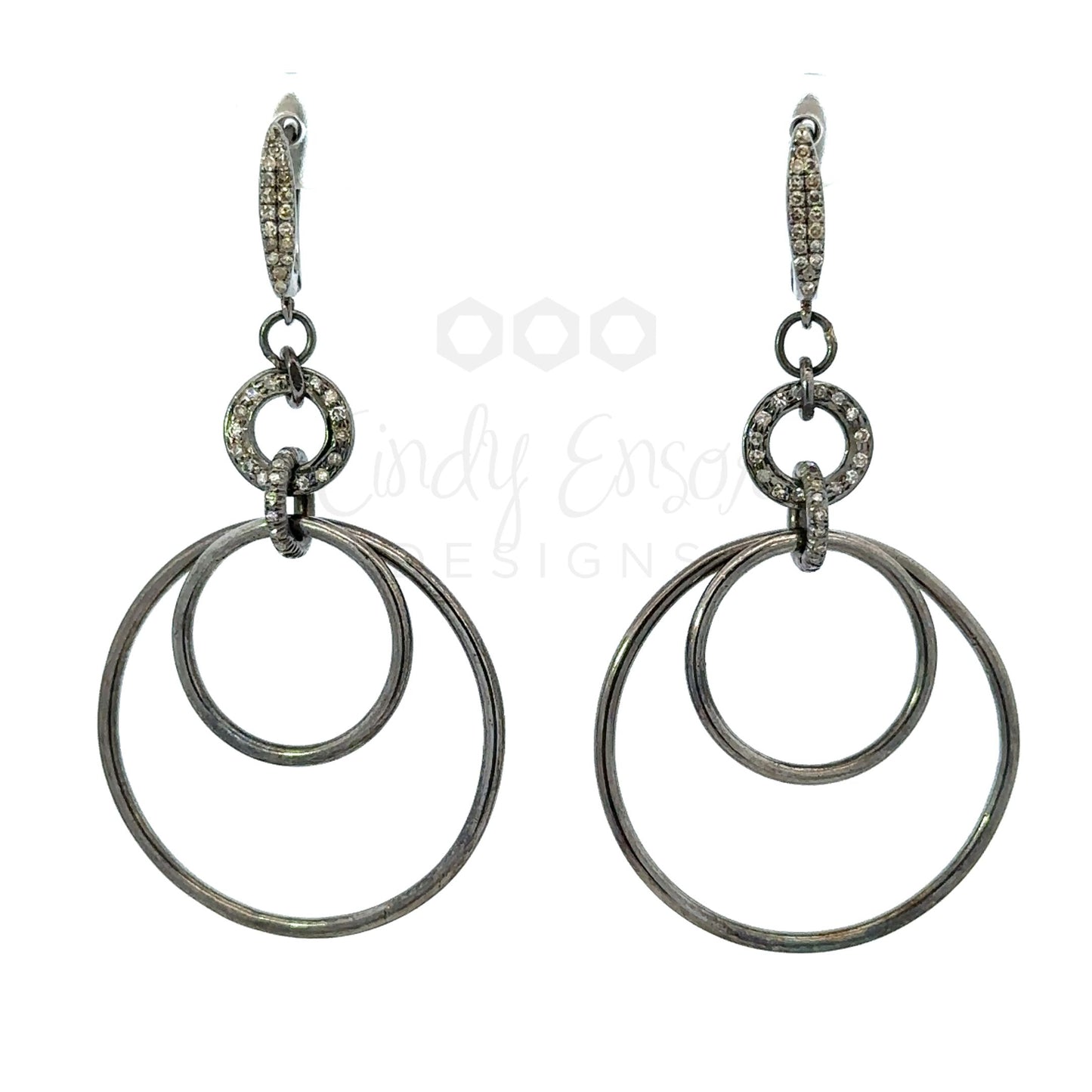 Concentric Circle Earring with Pave Accents