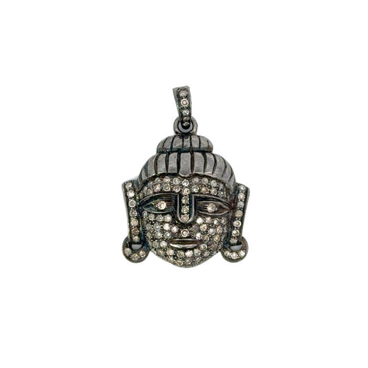 Pave Diamond Buddha Head Pendant