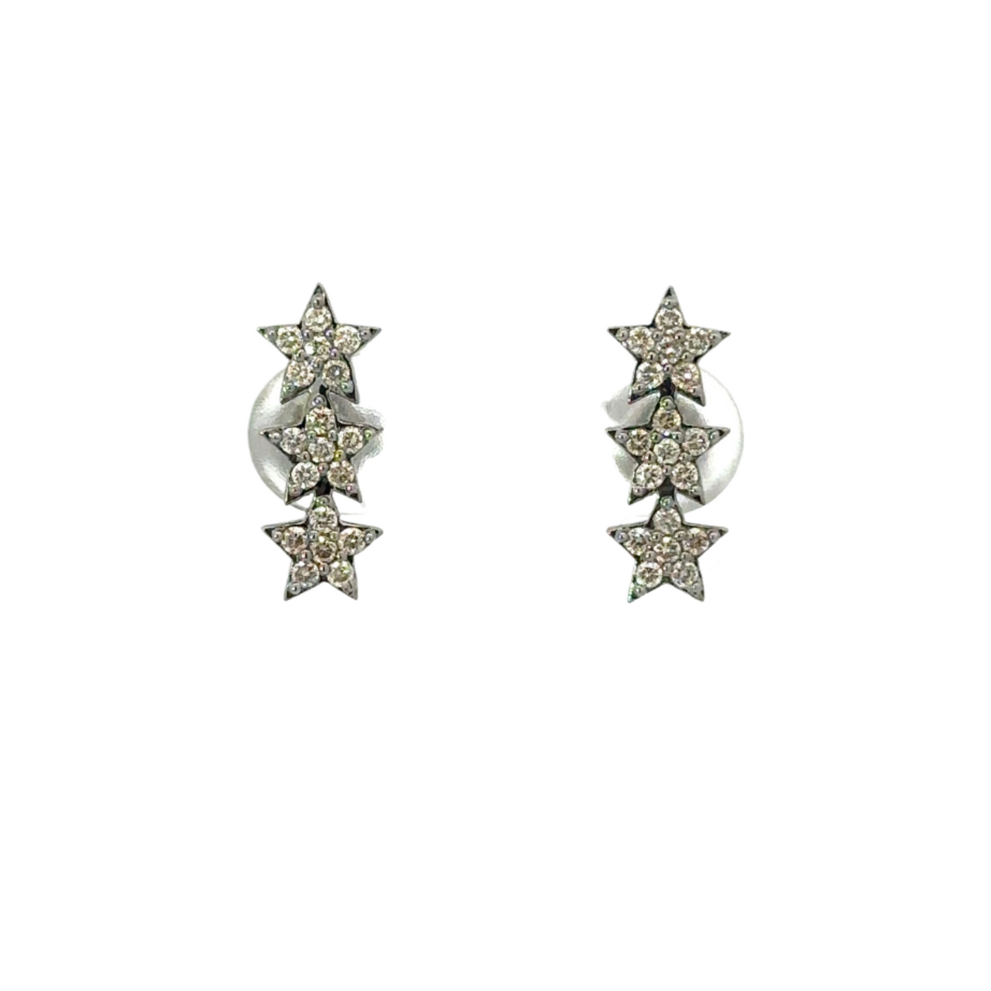 Pave Diamond Three Star Bar Stud