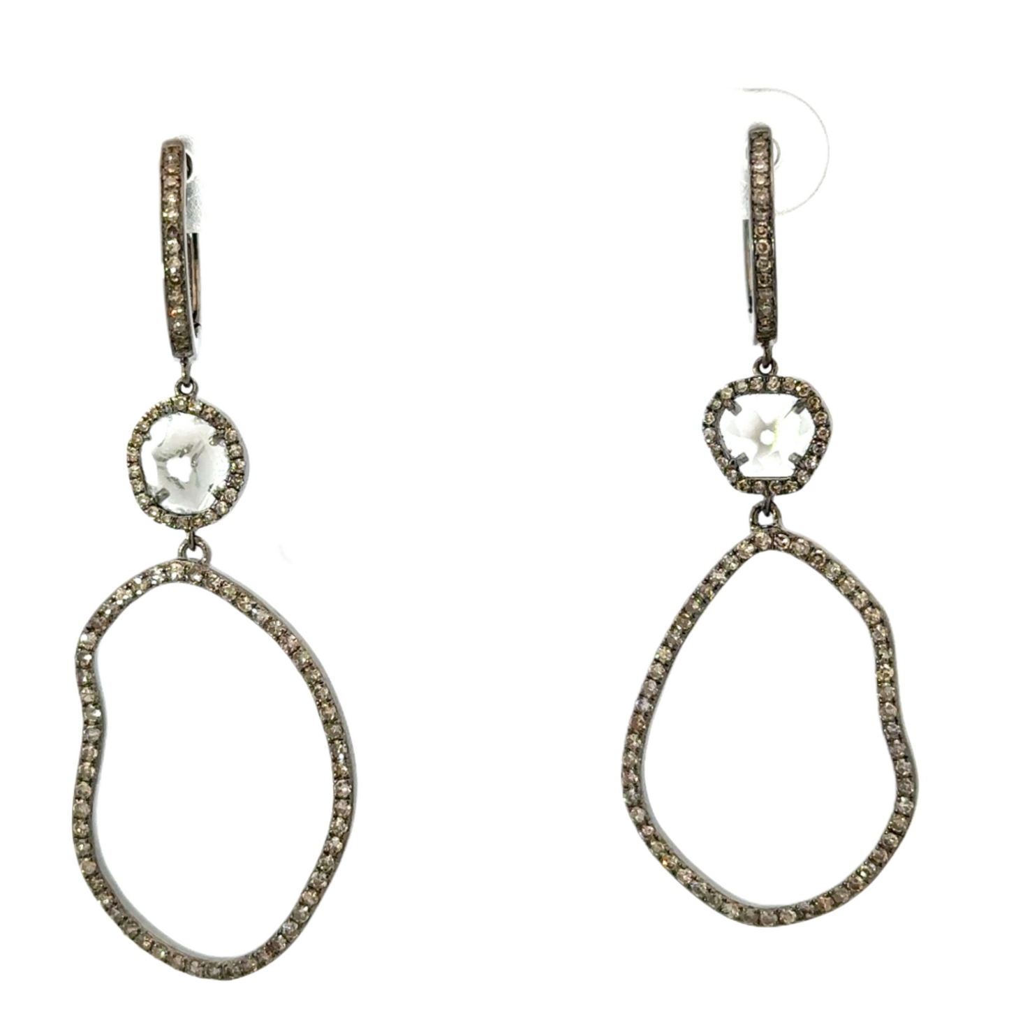Organic Shaped Earring with Sliced Diamond Accent