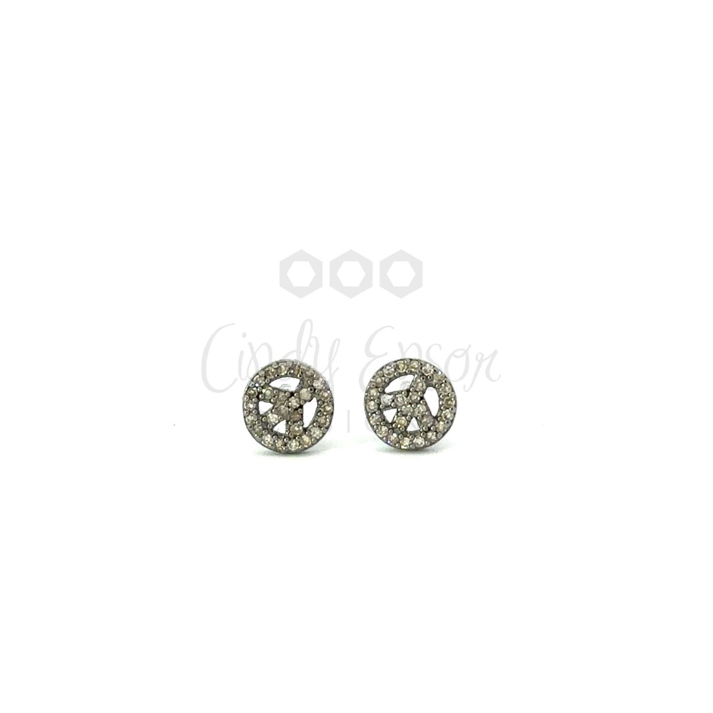 Pave Diamond Peace Sign Stud