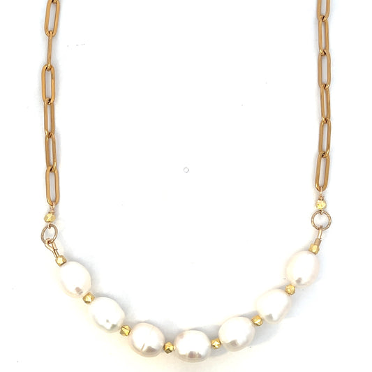 7 Pearl Paper Clip Necklace