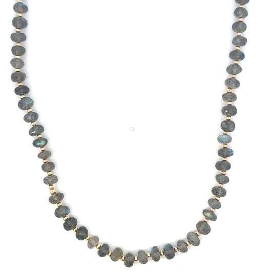 Labradorite Roundel and 2mm GF Bead Necklace