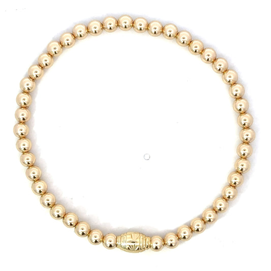 4mm GF Bead Bracelet with Oblong Accent Bead