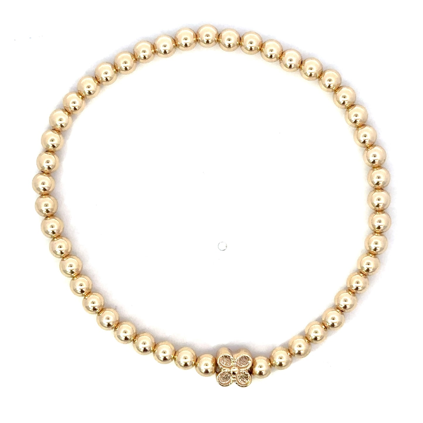 Gold Filled Bead Bracelet with Quatrefoil Accent