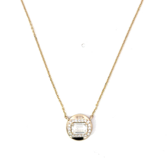 Bezeled Emerald Cut Lab Grown Diamond Necklace