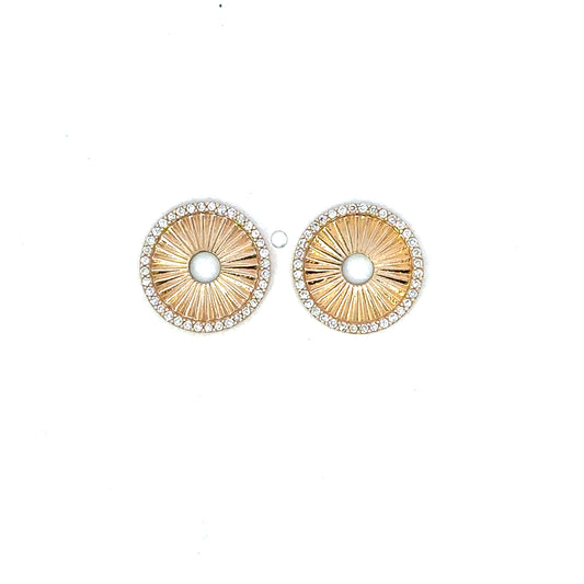 Yellow Gold Pave Circle Earring Charms