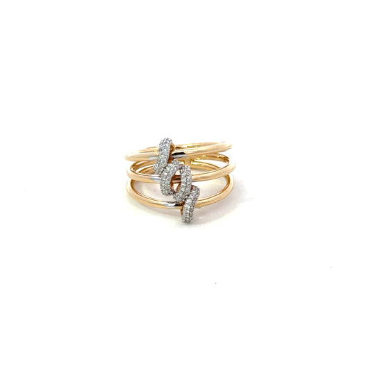 Triple Band Ring with Pave Links