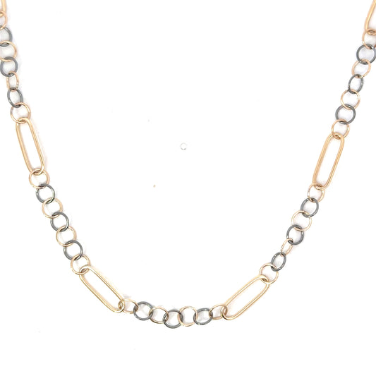 Yellow Gold and Gray Rhodium Vintage Link Necklace