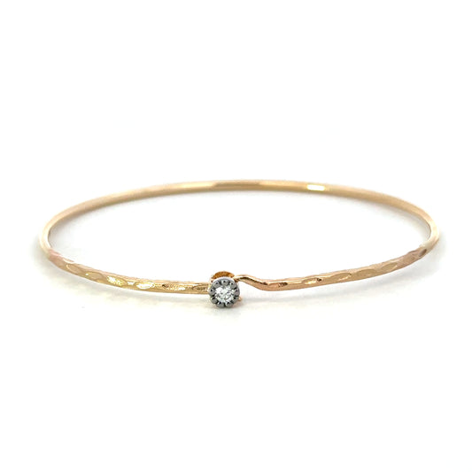 Yellow Gold and Gray Rhodium Single Diamond Milgrain Bracelet