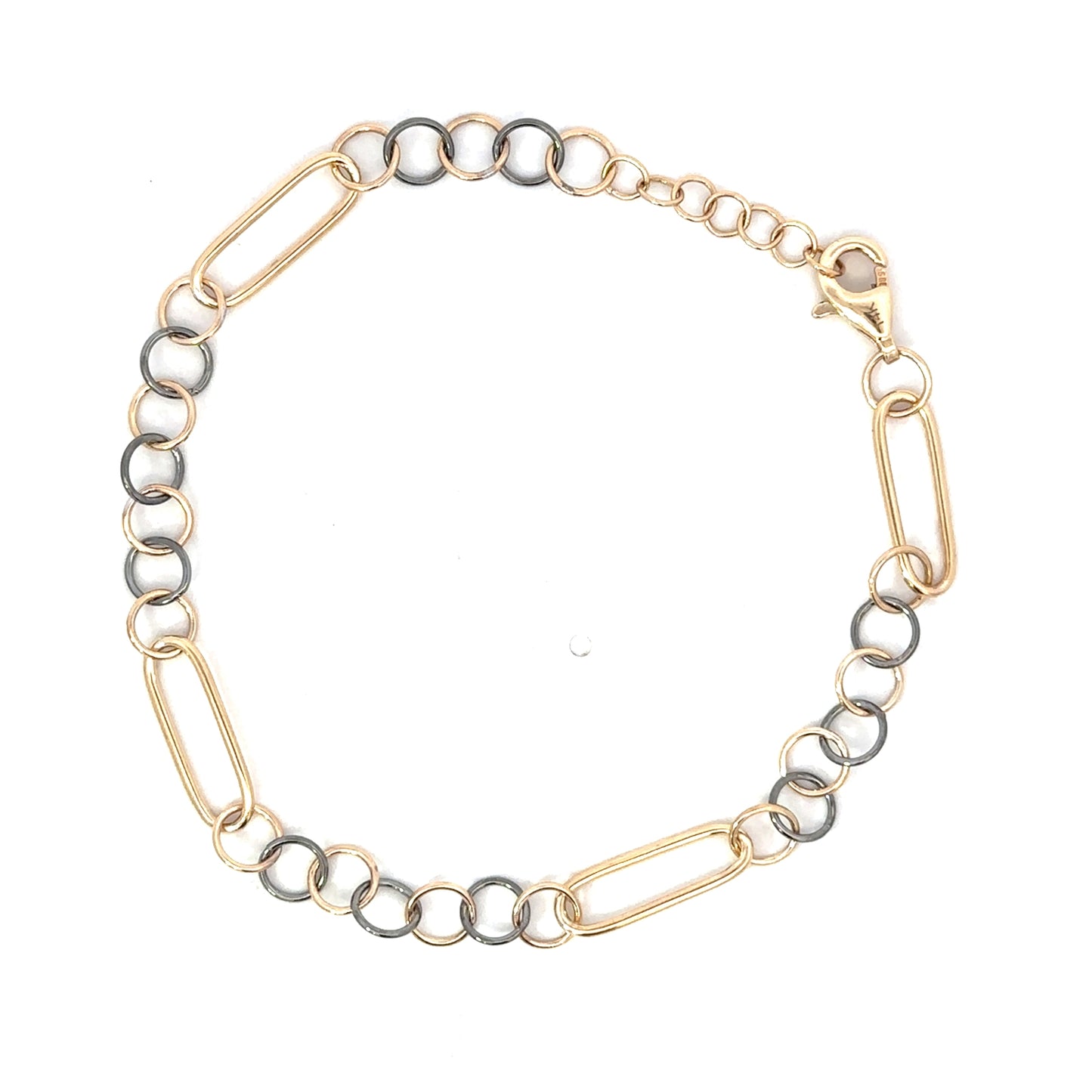 Yellow Gold and Gray Rhodium Vintage Link Bracelet