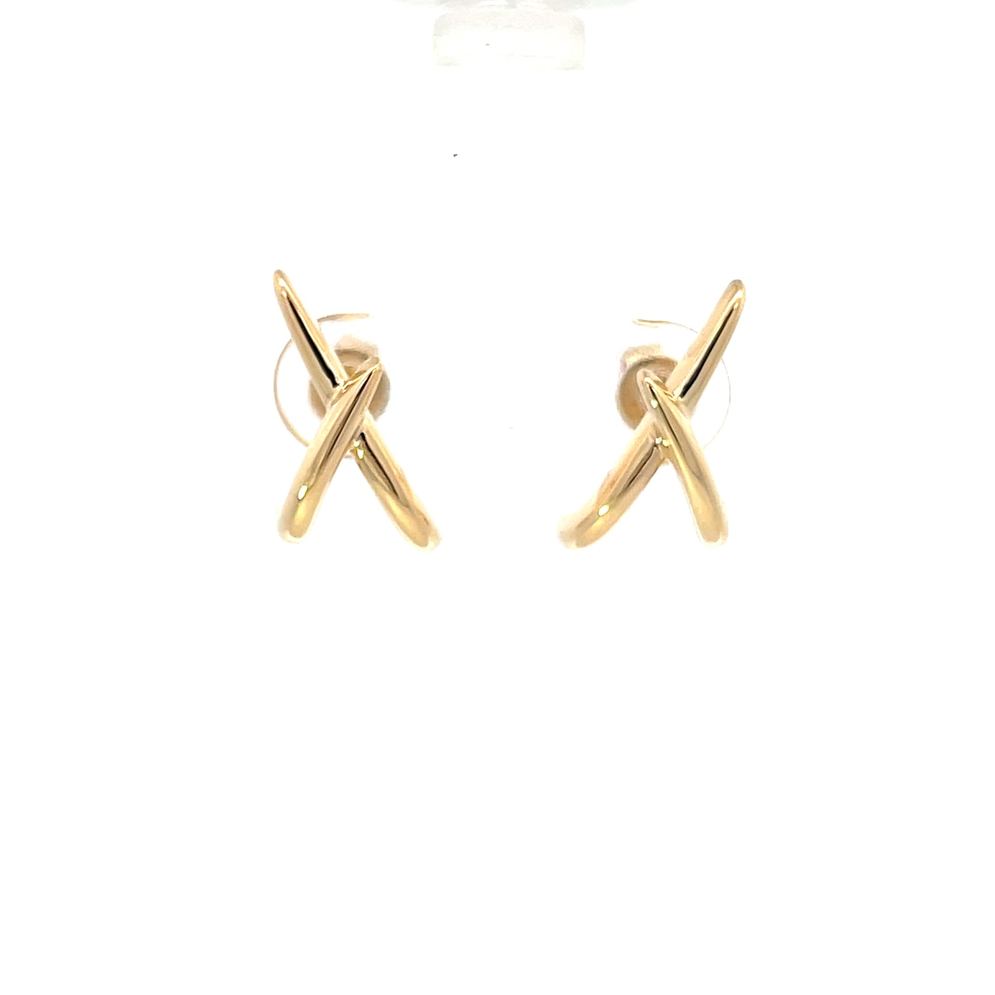 Yellow Gold Polished Criss Cross Studs