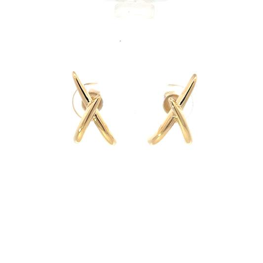 Yellow Gold Polished Criss Cross Studs