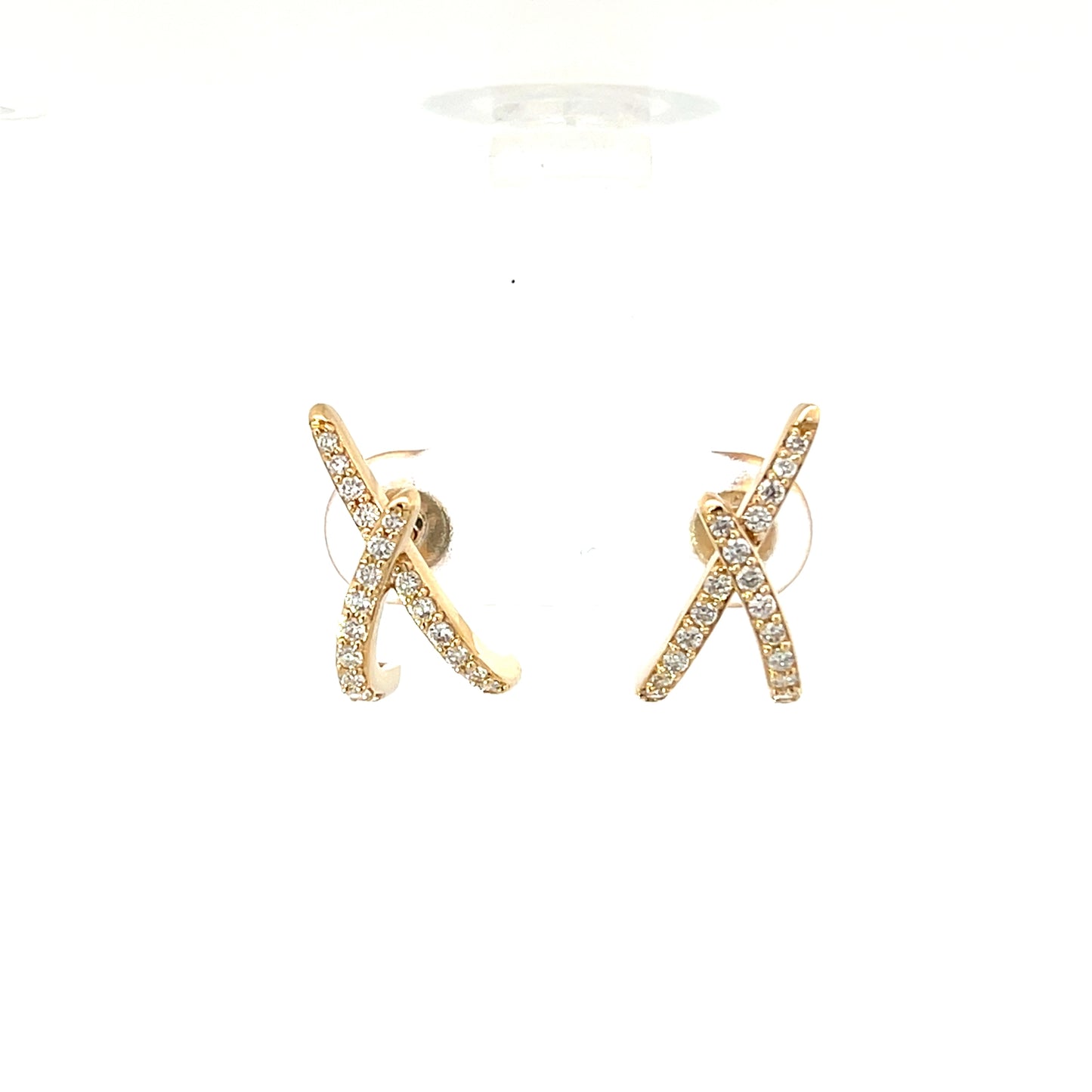 Yellow Gold Diamond Criss Cross Studs