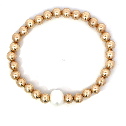 6mm GF Bead Bracelet with Pearl Accent