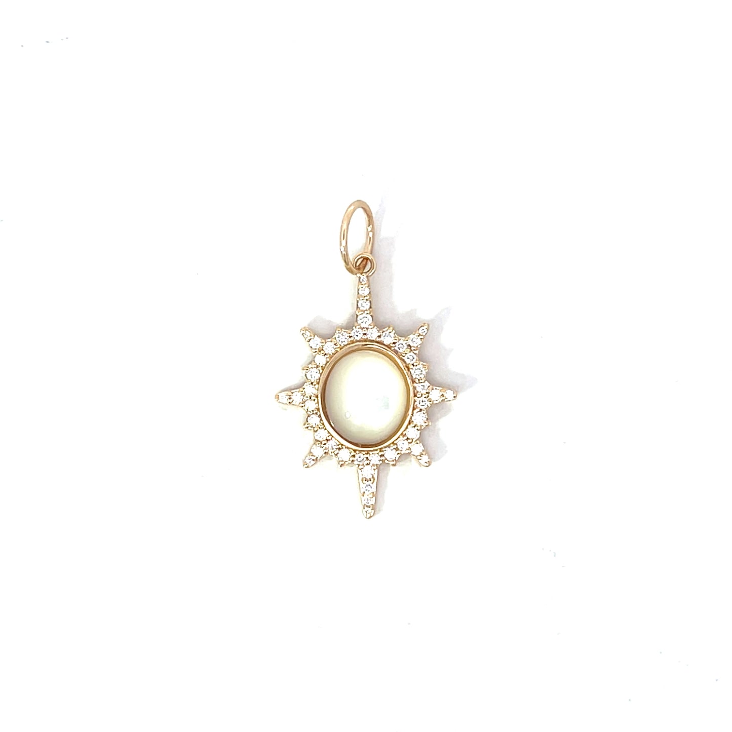 Yellow Gold White Mother of Pearl Starburst Pendant