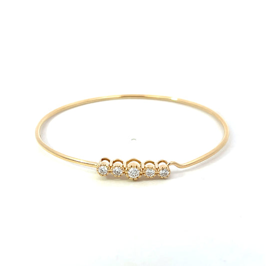 Yellow Gold Five Diamond Milgrain Bracelet