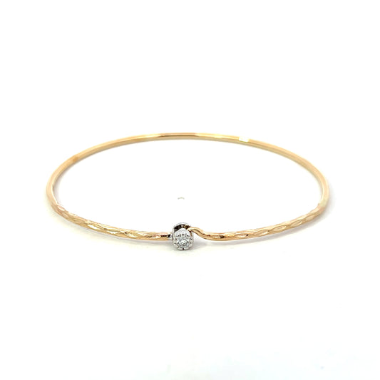 Yellow and White Gold Single Diamond Milgrain Bracelet