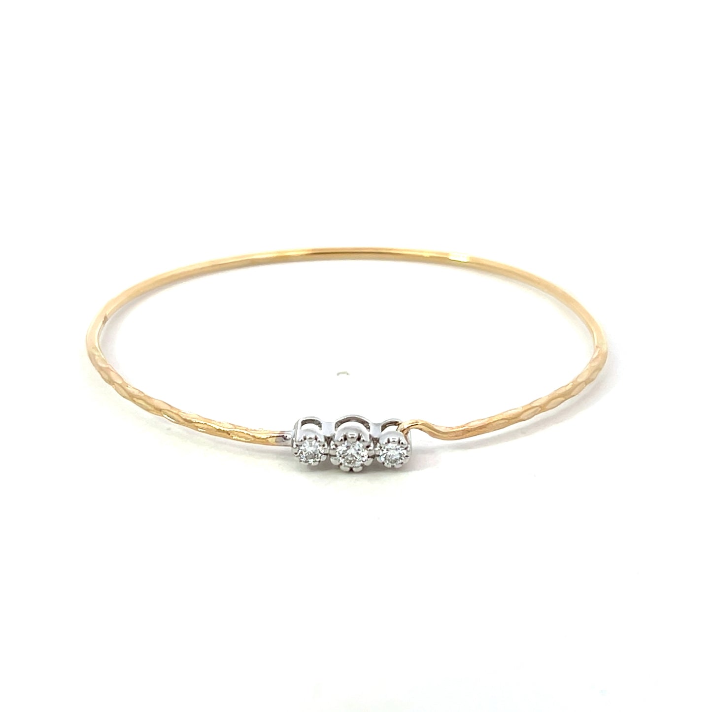 Yellow and White Gold Triple Diamond Milgrain Bracelet