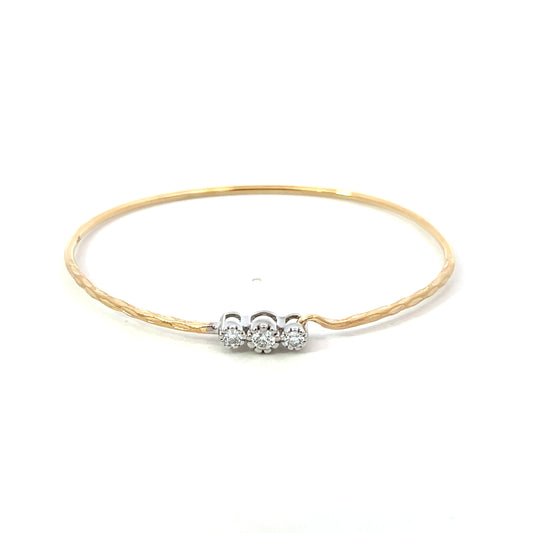 Yellow and White Gold Triple Diamond Milgrain Bracelet