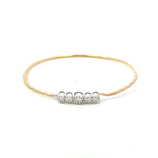 Yellow and White Gold Five Diamond Milgrain Bracelet