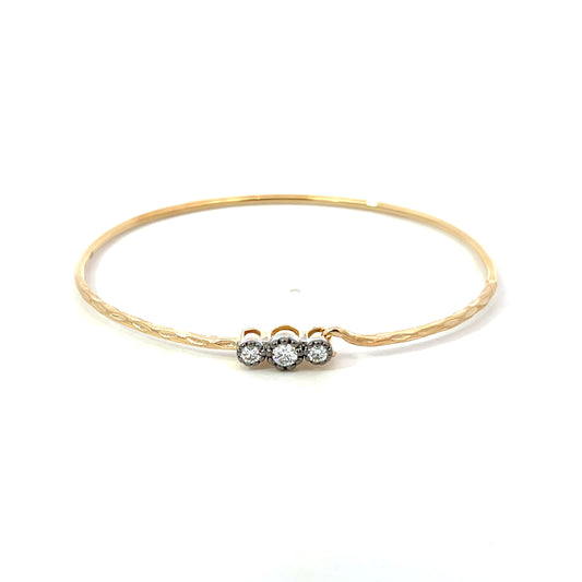 Yellow Gold and Gray Rhodium Triple Diamond Milgrain Bracelet