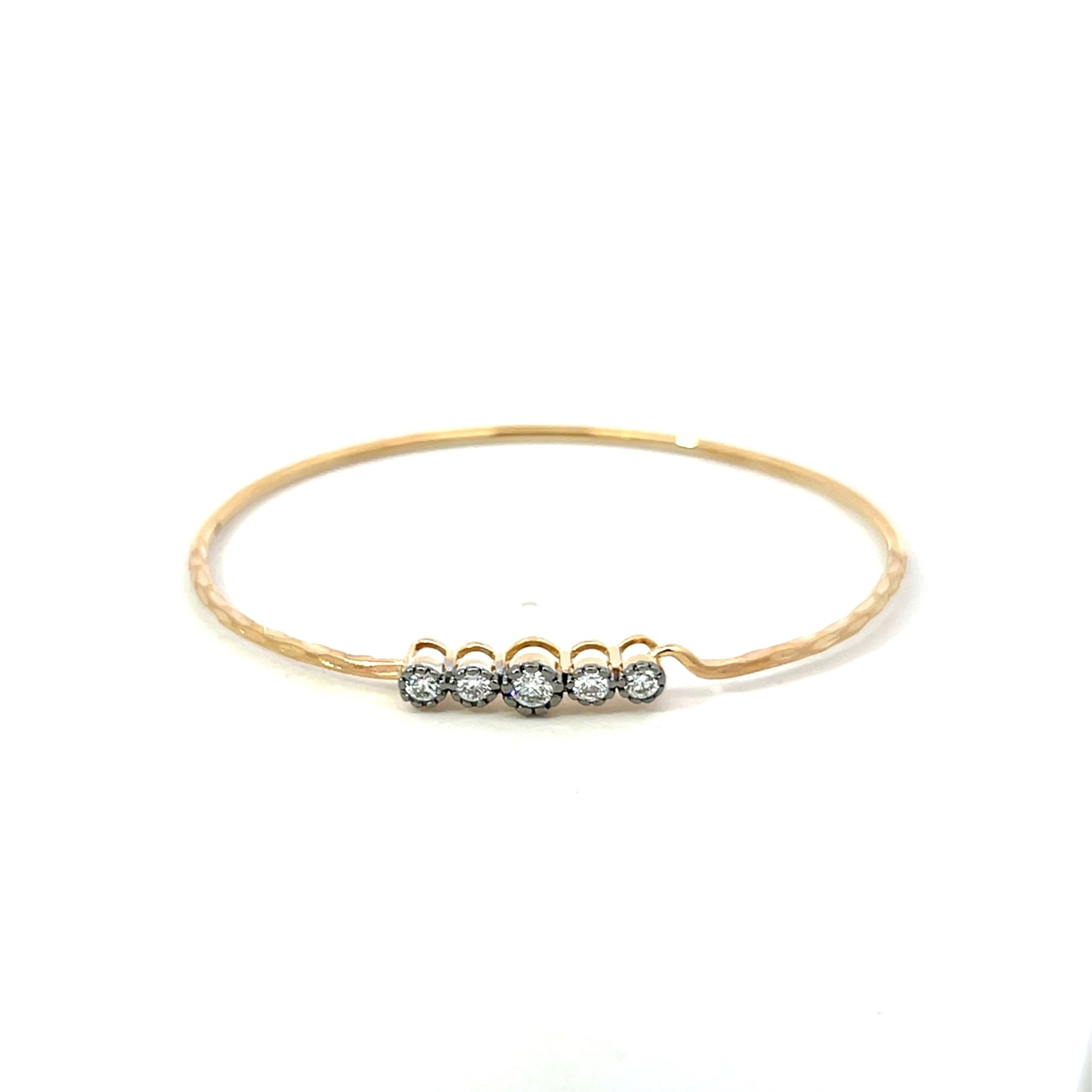 Yellow Gold and Gray Rhodium Five Diamond Milgrain Bracelet