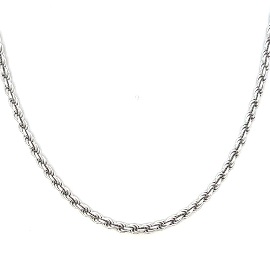 Unoxidized Sterling Silver 3.6mm Rope Chain