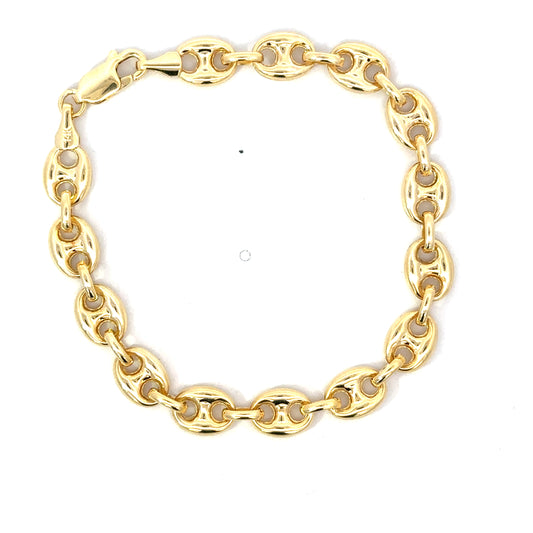 Yellow Gold 6.9mm Lite Puffed Mariner Bracelet