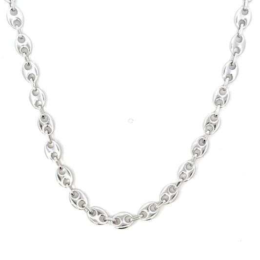 Unoxidized Sterling Silver 3.7mm Puffed Mariner Necklace